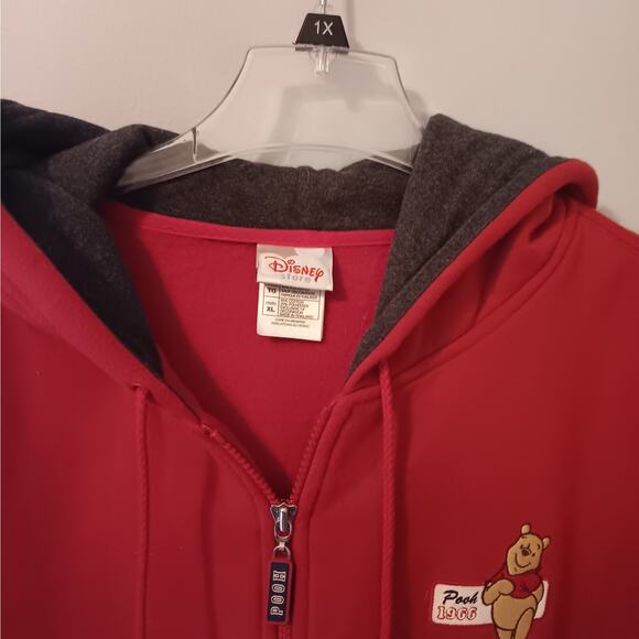EUC Disney Store XL Winnie The Pooh Red Zip Front Hoodie - Picture 5 of 9